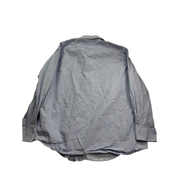 Michael Kors Mens Blue White Gingham Check Dress Shirt Regular Fit 17 32/33 XL - Picture 2 of 4